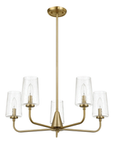 Dazzle Five Lights Chandelier With Clear Seeded Glass -Satin Brass by Ashcroft Furniture at Eve Furniture