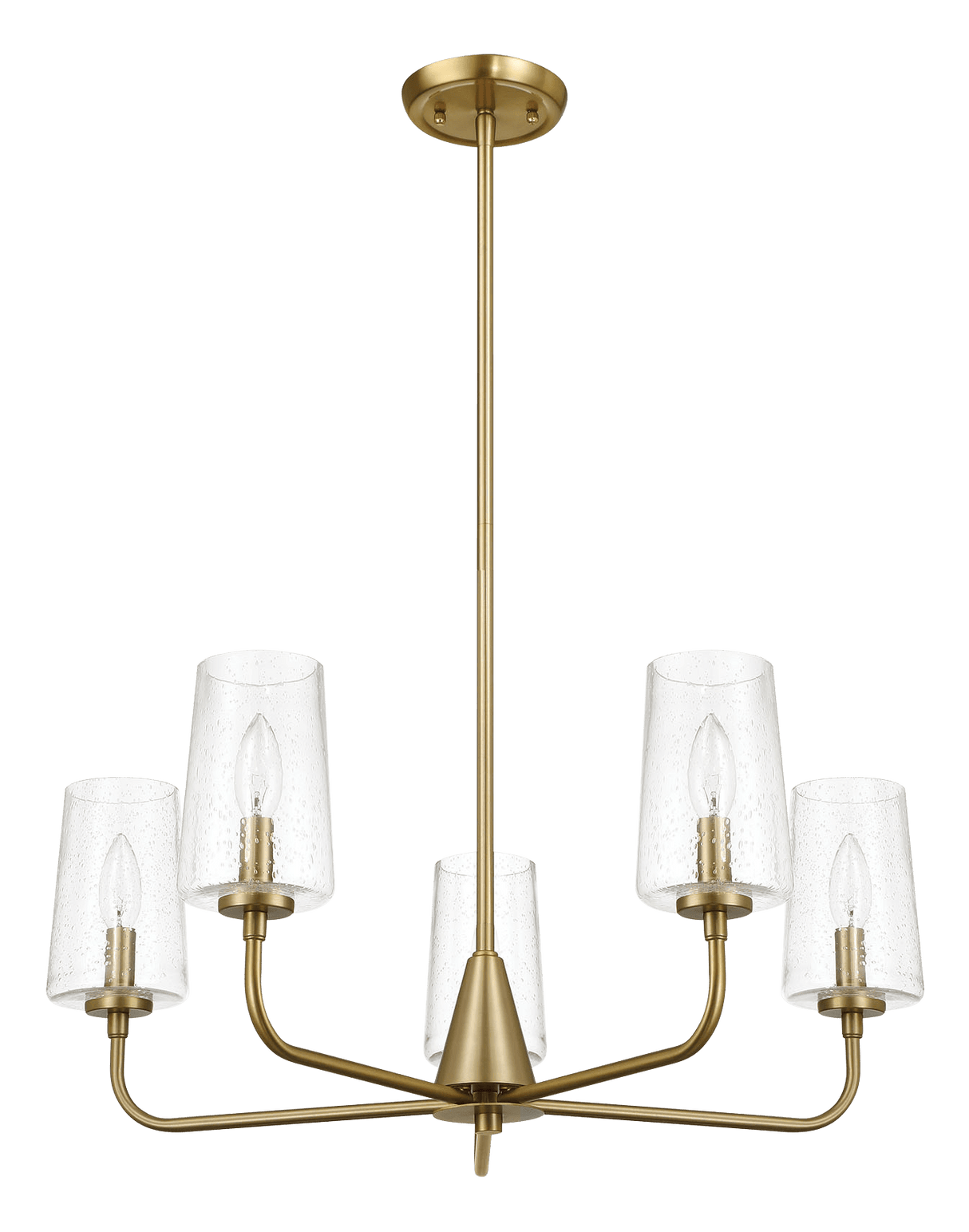 Dazzle Five Lights Chandelier With Clear Seeded Glass -Satin Brass