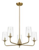 Dazzle Five Lights Chandelier With Clear Seeded Glass -Satin Brass