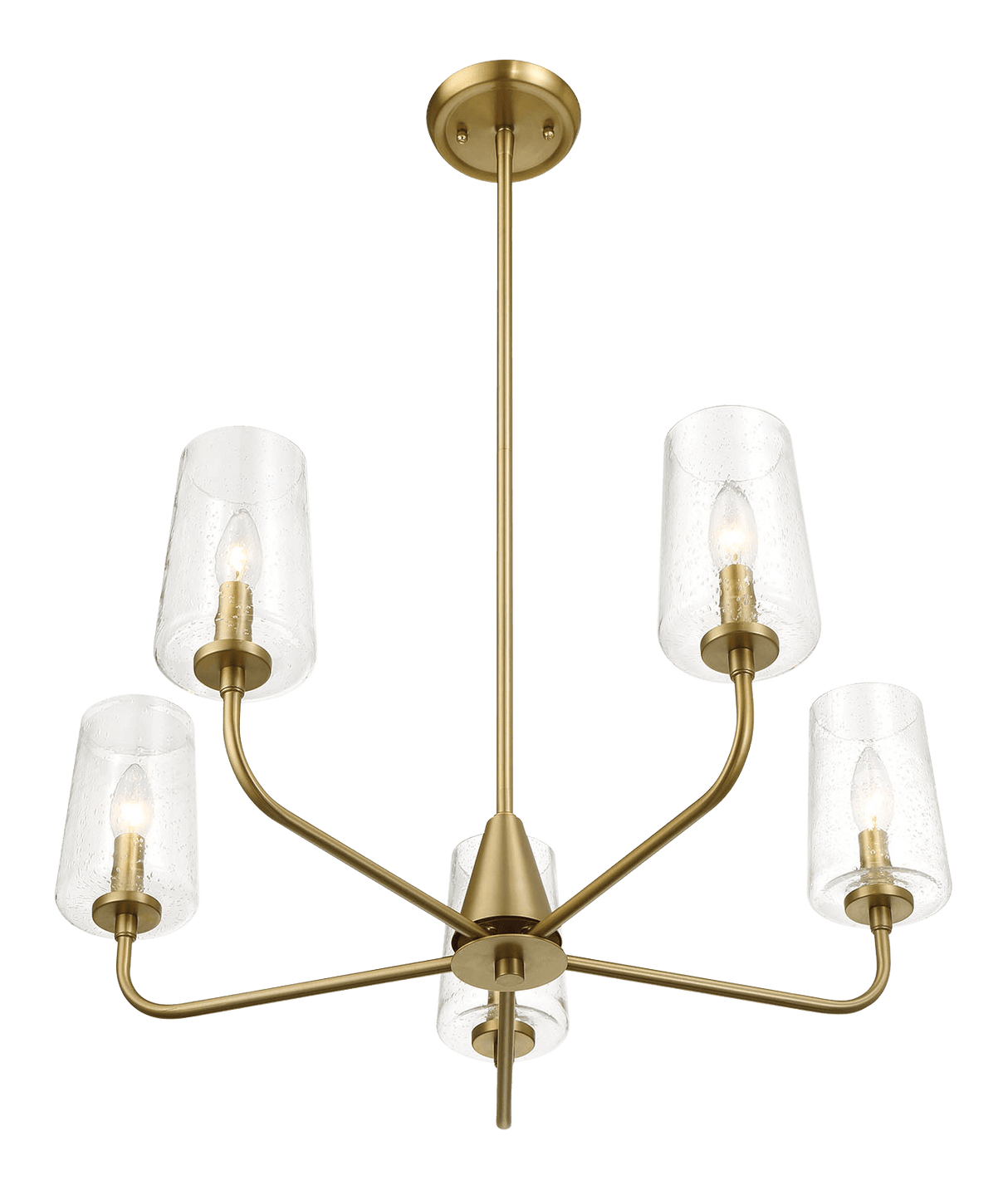 Dazzle Five Lights Chandelier With Clear Seeded Glass -Satin Brass