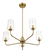 Dazzle Five Lights Chandelier With Clear Seeded Glass -Satin Brass