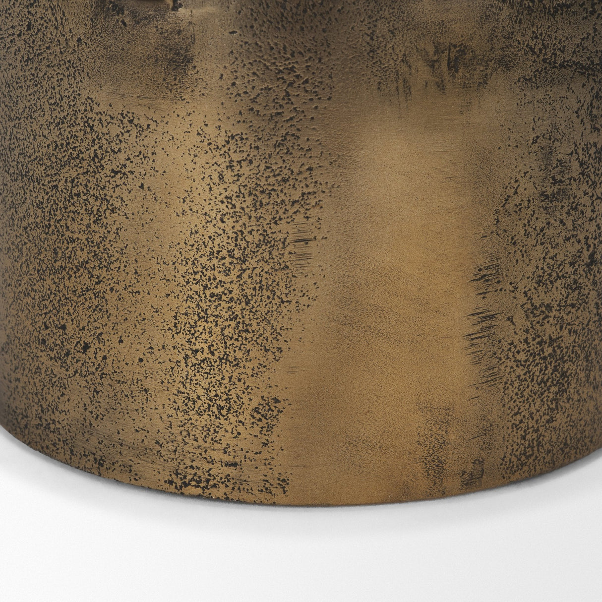 Deacon Large Antiqued Gold Metal Canister with Sculptural Handles by Mercana at Eve Furniture