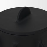 Deacon Large Matte Black Metal Canister with Sculptural Handles by Mercana at Eve Furniture