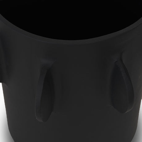 Deacon Large Matte Black Metal Canister with Sculptural Handles by Mercana at Eve Furniture
