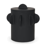 Deacon Large Matte Black Metal Canister with Sculptural Handles by Mercana at Eve Furniture
