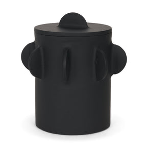Deacon Large Matte Black Metal Canister with Sculptural Handles by Mercana at Eve Furniture