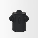 Deacon Small Matte Black Metal Canister with Sculptural Handles by Mercana at Eve Furniture