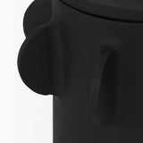 Deacon Small Matte Black Metal Canister with Sculptural Handles by Mercana at Eve Furniture