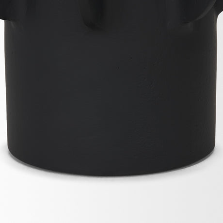 Deacon Small Matte Black Metal Canister with Sculptural Handles by Mercana at Eve Furniture