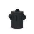 Deacon Small Matte Black Metal Canister with Sculptural Handles by Mercana at Eve Furniture