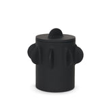 Deacon Small Matte Black Metal Canister with Sculptural Handles by Mercana at Eve Furniture