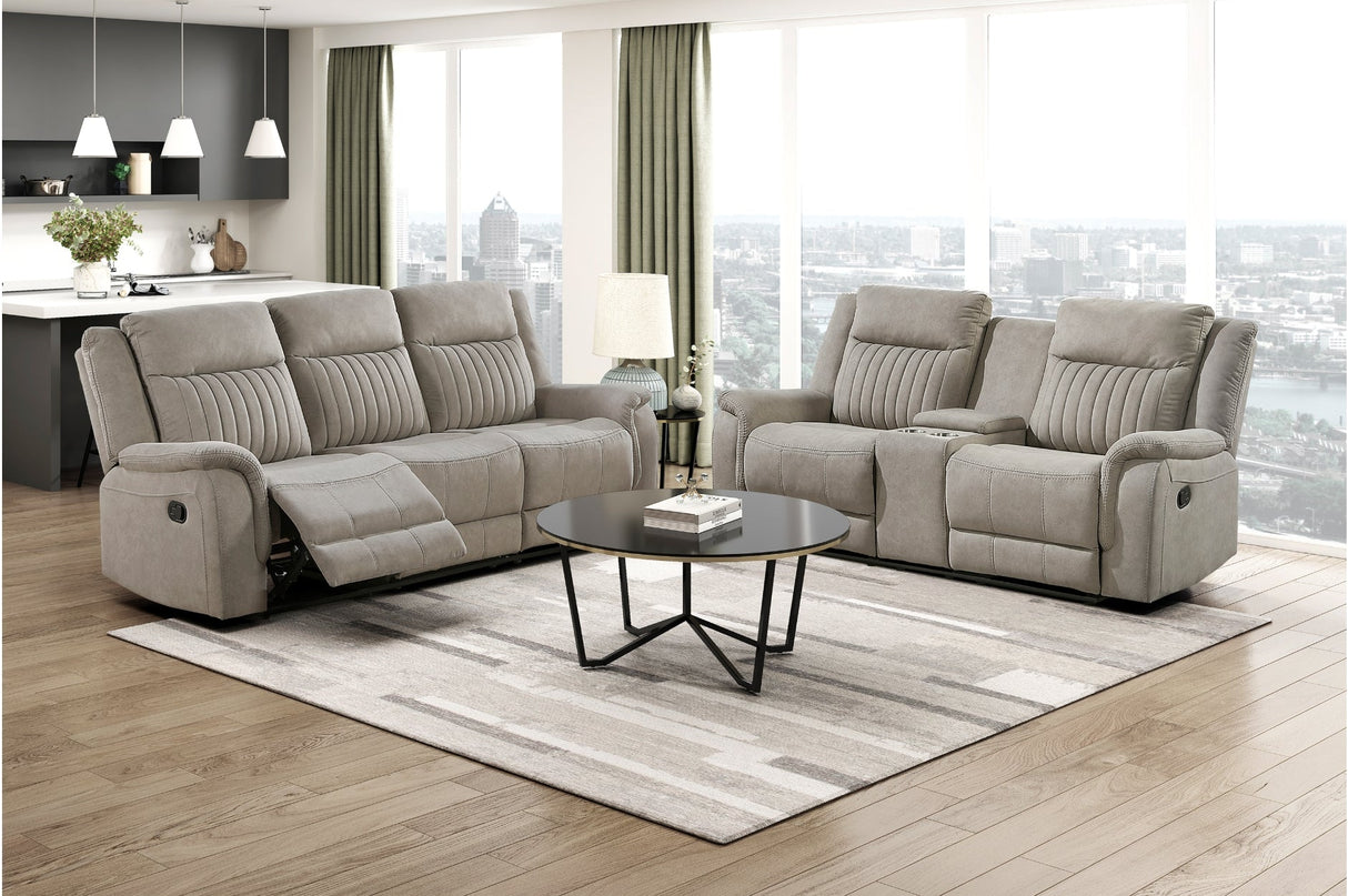 Dean Dove Double Reclining Loveseat with Center Console by Homelegance at Eve Furniture