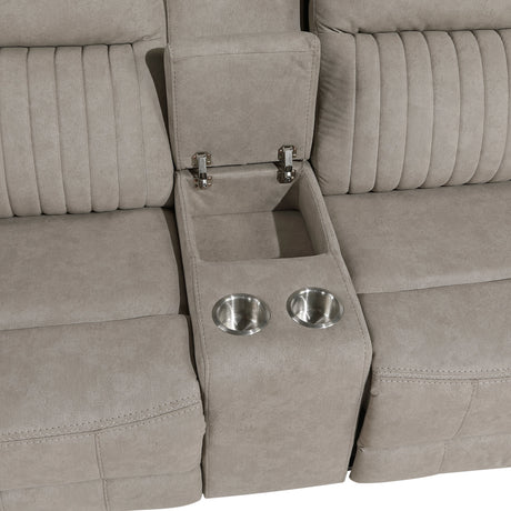 Dean Dove Double Reclining Loveseat with Center Console by Homelegance at Eve Furniture