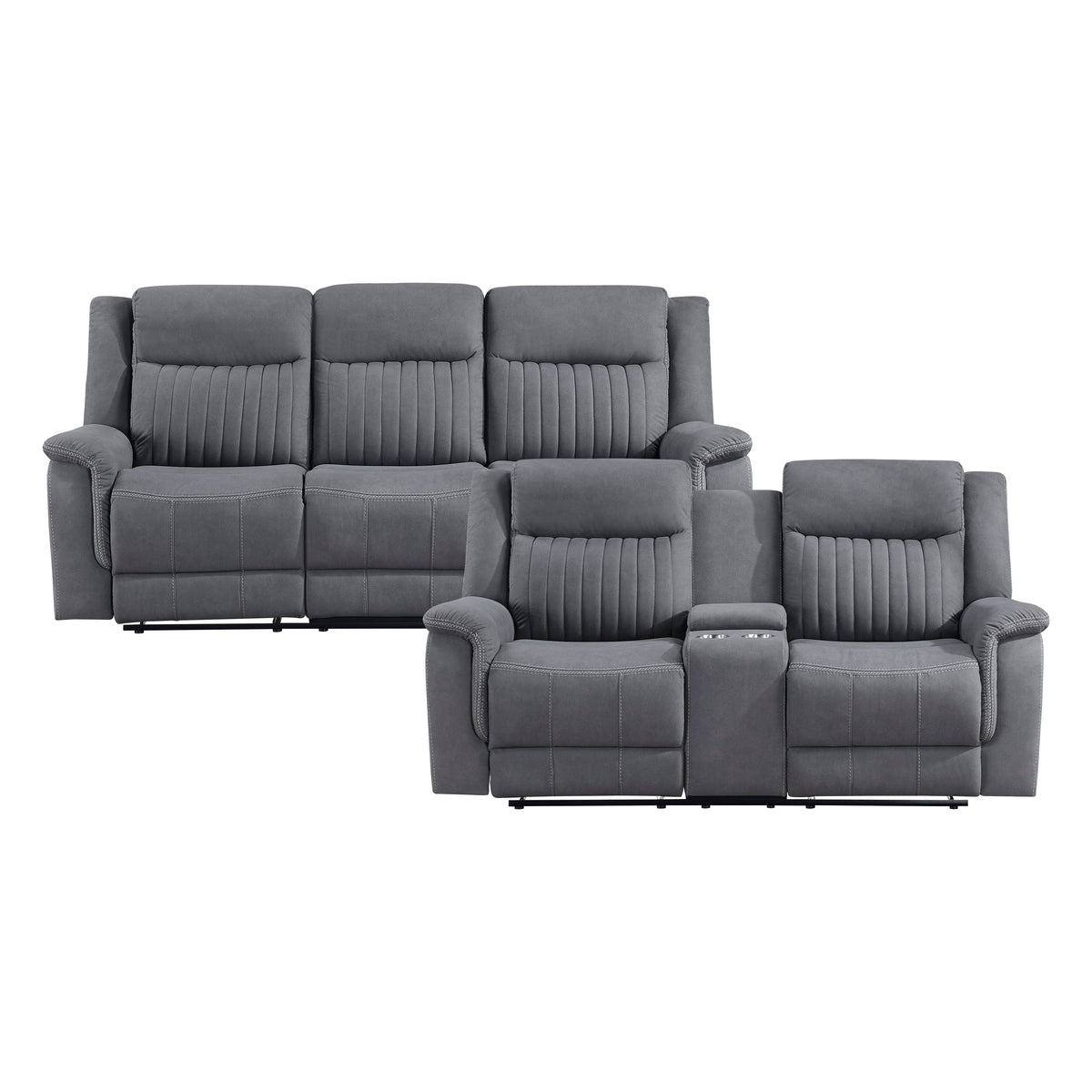 Dean Gray 2-Piece Double Reclining Set by Homelegance at Eve Furniture