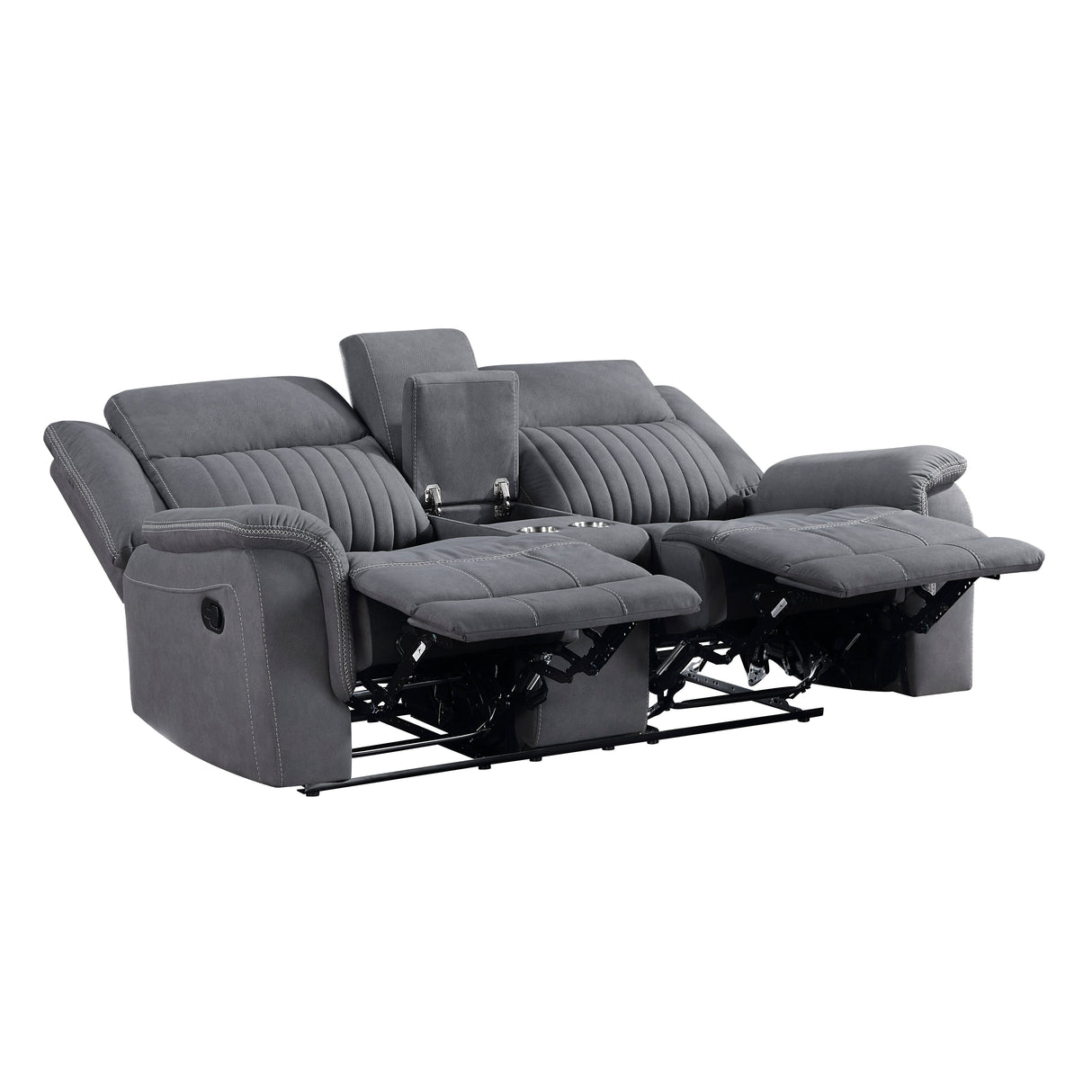 Dean Gray Double Reclining Loveseat with Center Console by Homelegance at Eve Furniture