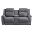 Dean Gray Double Reclining Loveseat with Center Console by Homelegance at Eve Furniture