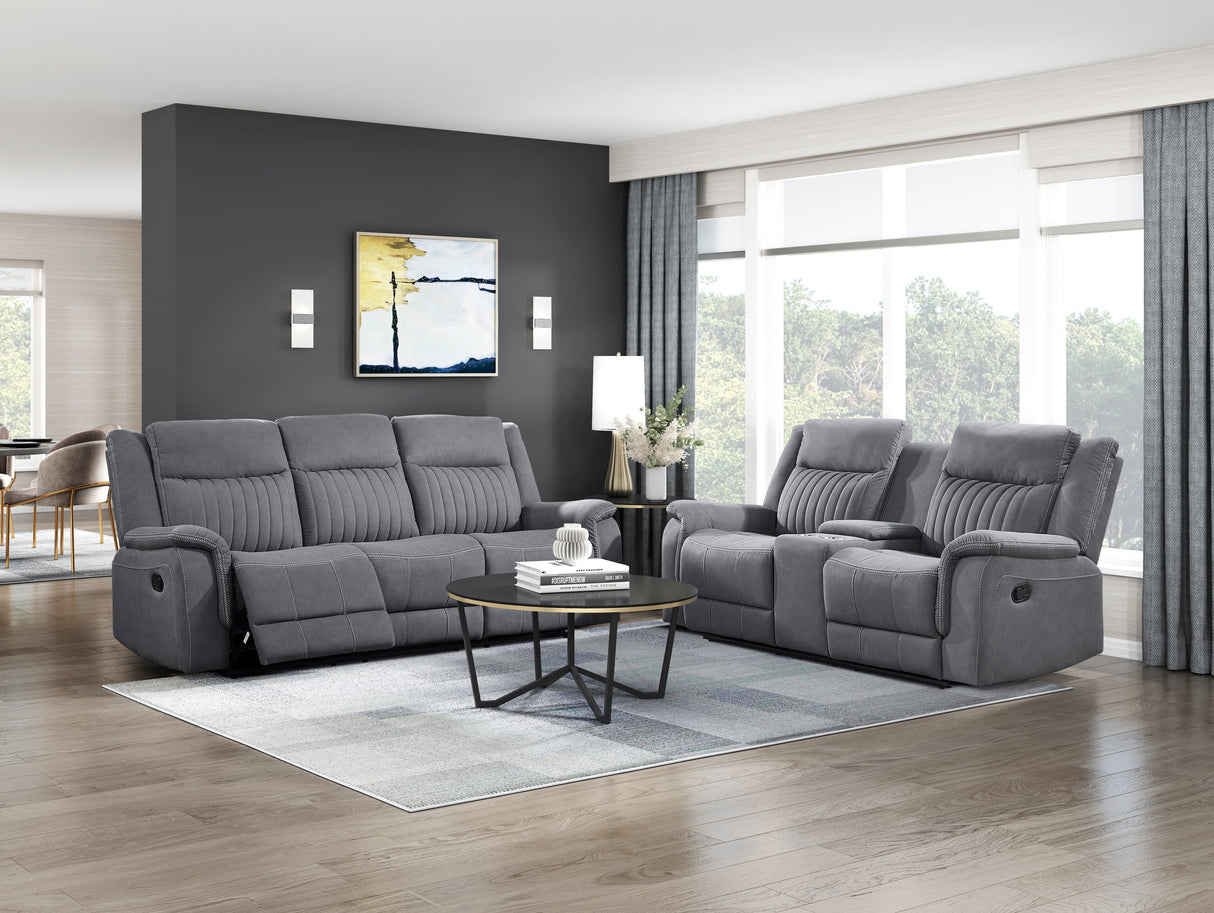 Dean Gray Double Reclining Sofa by Homelegance at Eve Furniture