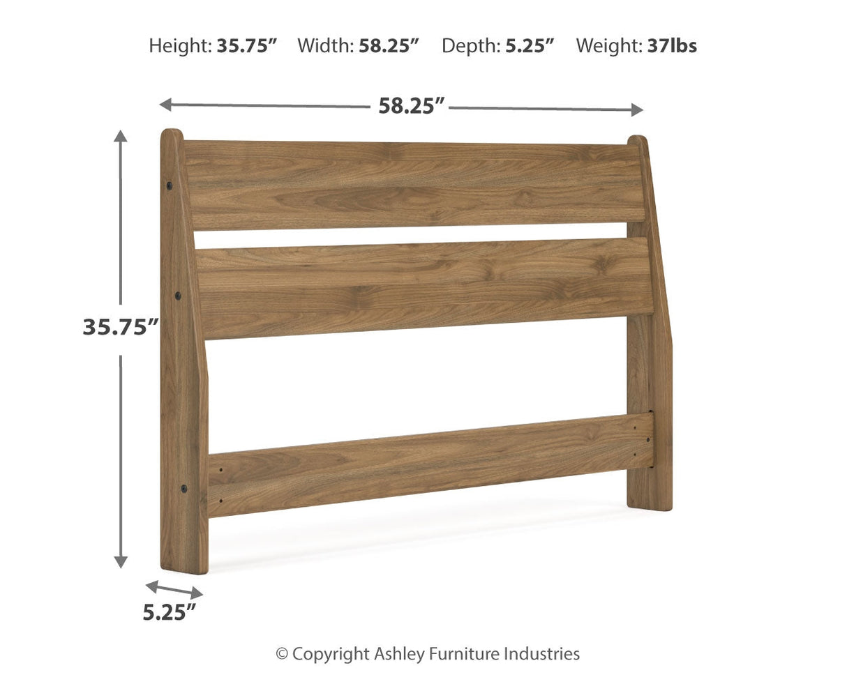 Deanlow Full Panel Headboard with 2 Nightstands in Honey