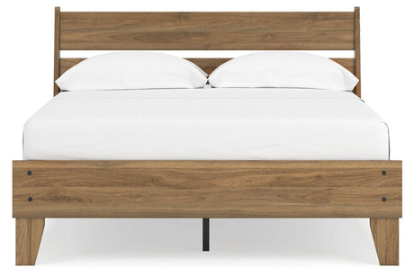 Deanlow Honey Full Platform Panel Bed by Ashley at Eve Furniture