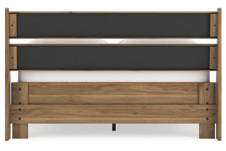 Deanlow Honey Full Platform Panel Bed by Ashley at Eve Furniture