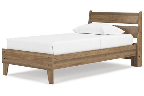 Deanlow Honey Twin Platform Panel Bed by Ashley at Eve Furniture