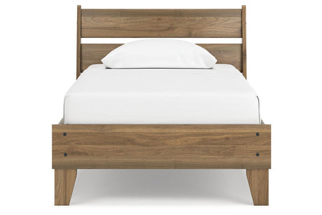 Deanlow Honey Twin Platform Panel Bed by Ashley at Eve Furniture