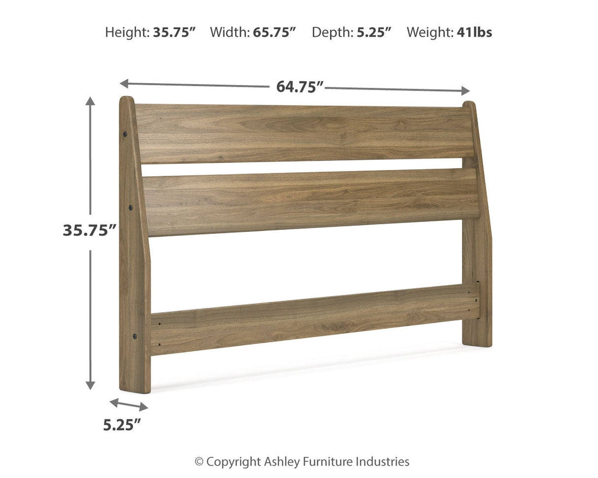 Deanlow Queen Panel Headboard with 2 Nightstands in Honey