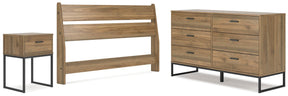 Deanlow Queen Panel Headboard with Dresser and Nightstand in Honey by Ashley at Eve Furniture
