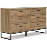 Deanlow Queen Panel Headboard with Dresser and Nightstand in Honey