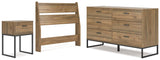 Deanlow Twin Panel Headboard with Dresser and Nightstand in Honey by Ashley at Eve Furniture