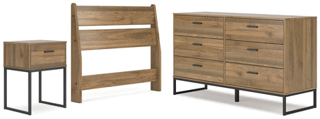 Deanlow Twin Panel Headboard with Dresser and Nightstand in Honey by Ashley at Eve Furniture