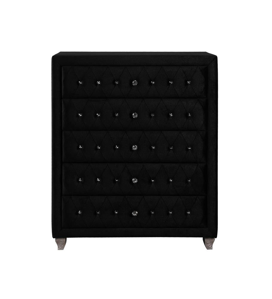 Deanna Black 5-Drawer Rectangular Chest