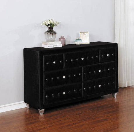 Deanna Black 7-Drawer Rectangular Dresser