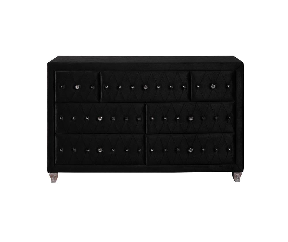 Deanna Black 7-Drawer Rectangular Dresser