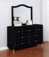 Deanna 7-drawer Rectangular Dresser with Mirror Black