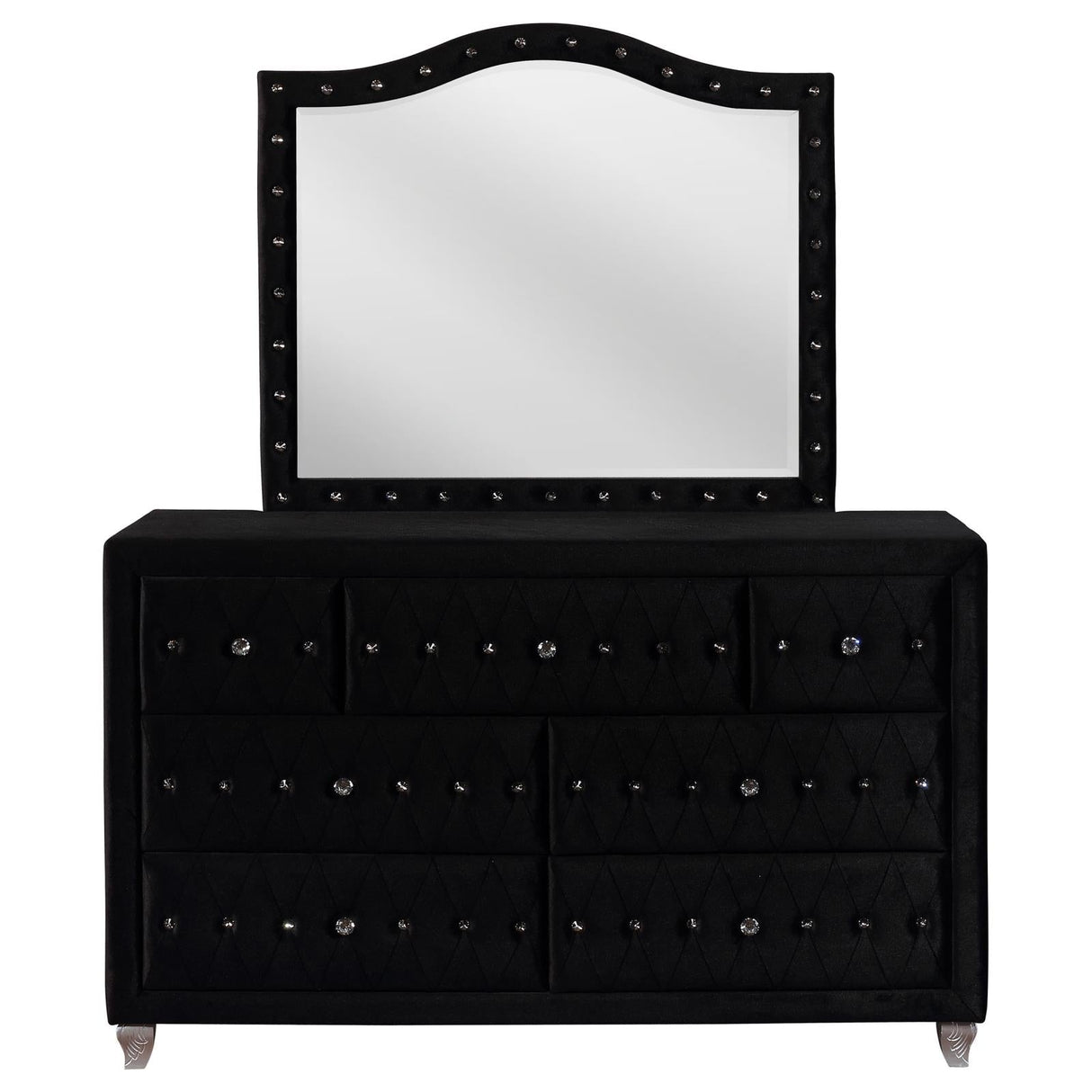 Deanna 7-drawer Rectangular Dresser with Mirror Black