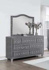 Deanna 7-drawer Rectangular Dresser with Mirror Grey