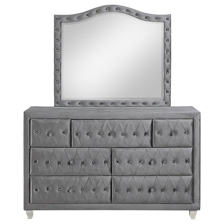 Deanna 7-drawer Rectangular Dresser with Mirror Grey