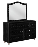 Deanna Black Button Tufted Mirror by Coaster at Eve Furniture