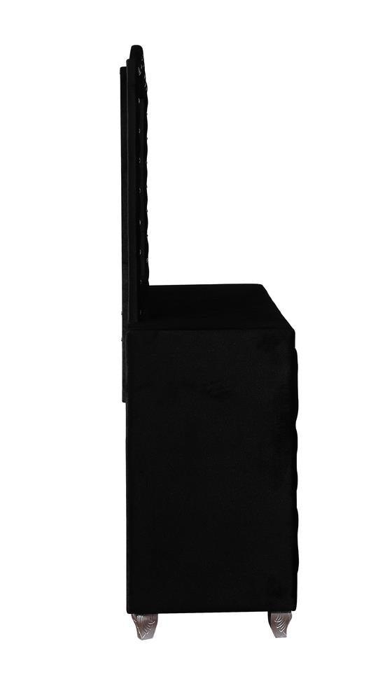 Deanna Black Button Tufted Mirror by Coaster at Eve Furniture