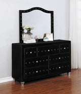 Deanna Black Button Tufted Mirror by Coaster at Eve Furniture