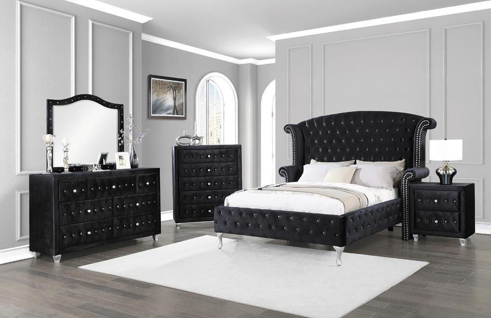 Deanna Black Queen Tufted Upholstered Bed by Coaster at Eve Furniture