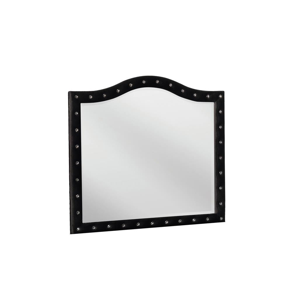 Deanna Black Button Tufted Mirror