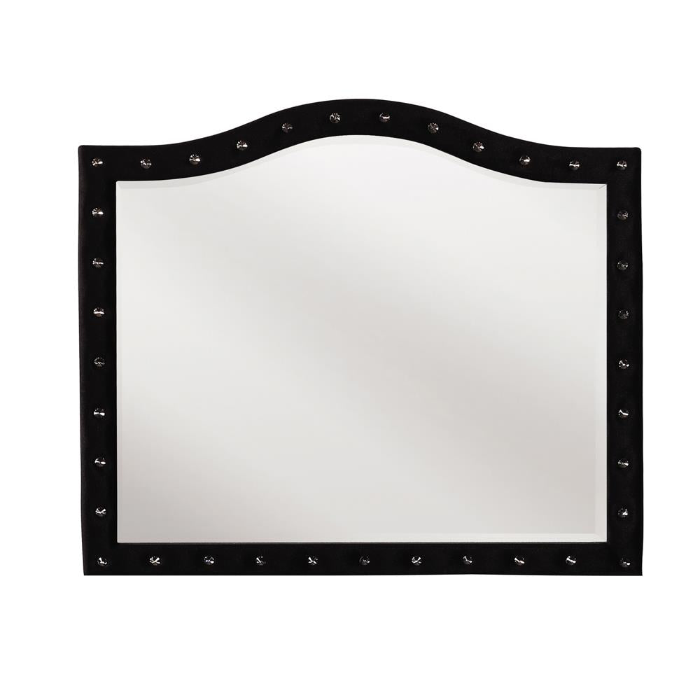 Deanna Black Button Tufted Mirror