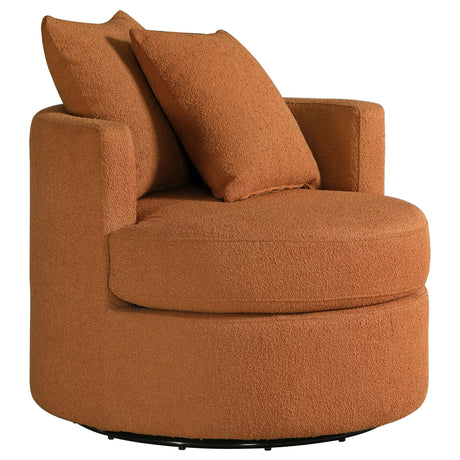 Debbie Burnt Orange Upholstered Swivel Accent Chair by Coaster at Eve Furniture