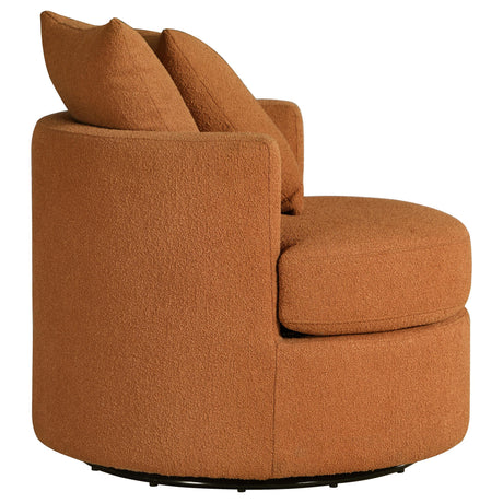 Debbie Burnt Orange Upholstered Swivel Accent Chair by Coaster at Eve Furniture