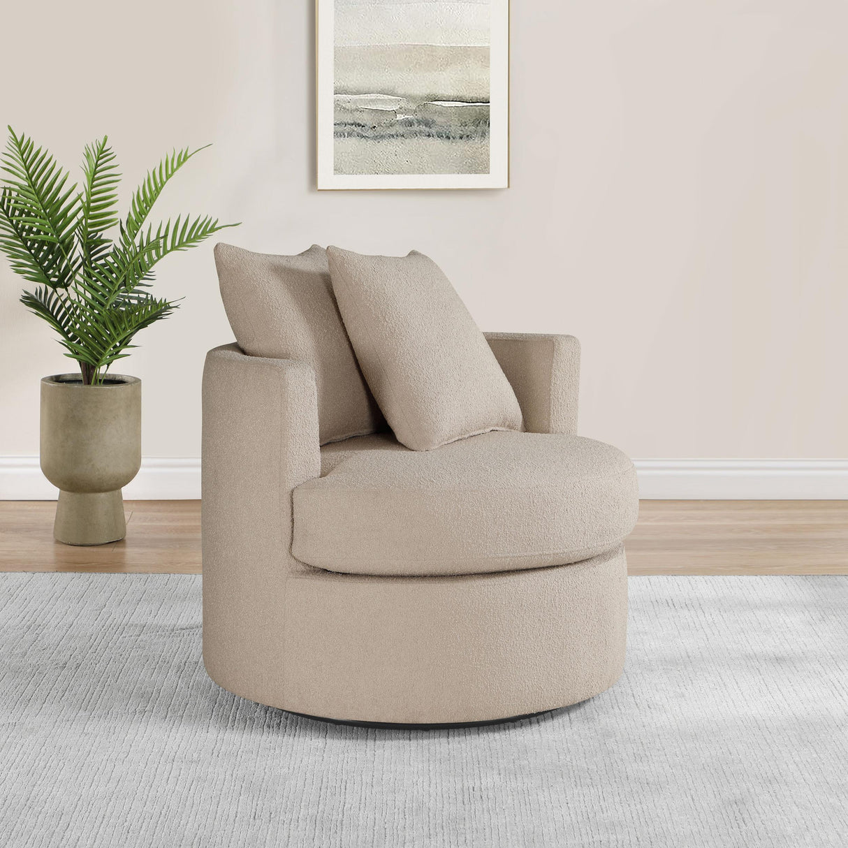 Debbie Camel Upholstered Swivel Accent Chair