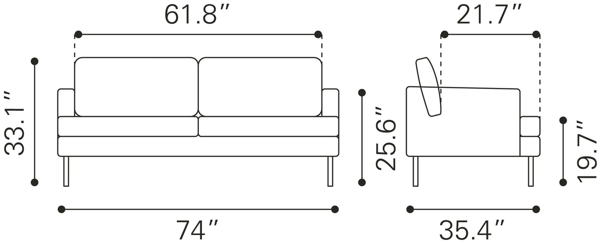 Decade Brown Sofa by Zuomod at Eve Furniture