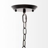 Decamp I Black Metal Chassis Glass Tube Twelve Light Chandelier by Mercana at Eve Furniture