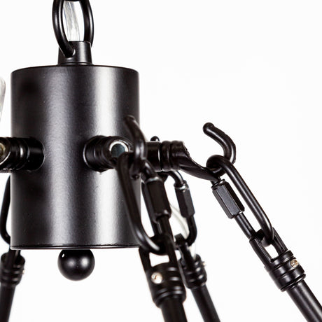 Decamp I Black Metal Chassis Glass Tube Twelve Light Chandelier by Mercana at Eve Furniture